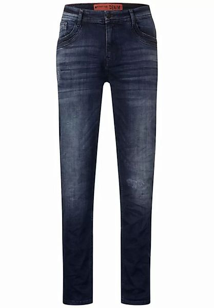 STREET ONE MEN Slim-fit-Jeans in dunkelblauer Waschung günstig online kaufen