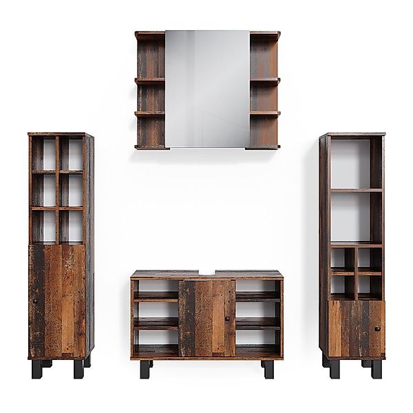 Vicco Badmöbel-Set Fynn, Antikholz, 4 Teile, günstig online kaufen