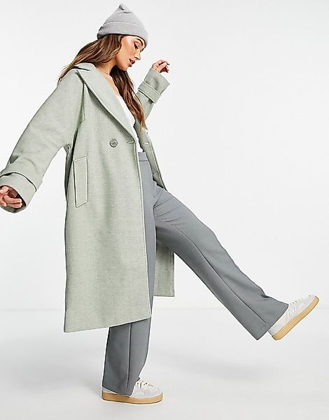 Aligne – Zweireihiger Mantel mit Fischgrätmuster in Grün günstig online kaufen