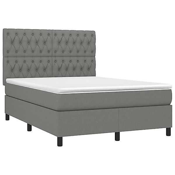 vidaXL Boxspringbett mit Matratze & LED Dunkelgrau 140x200 cm Stoff 3135118 günstig online kaufen