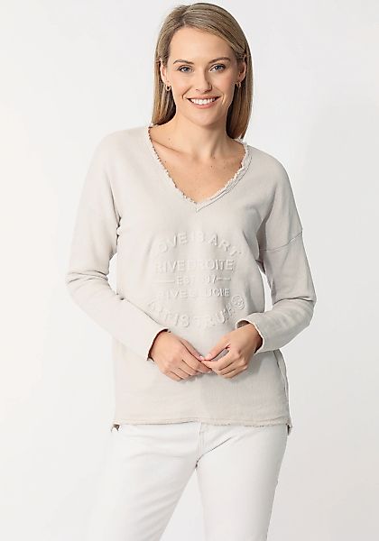 Zwillingsherz Sweatshirt, ausgefranster V-Ausschnitt, Vintage Look, Langarm günstig online kaufen