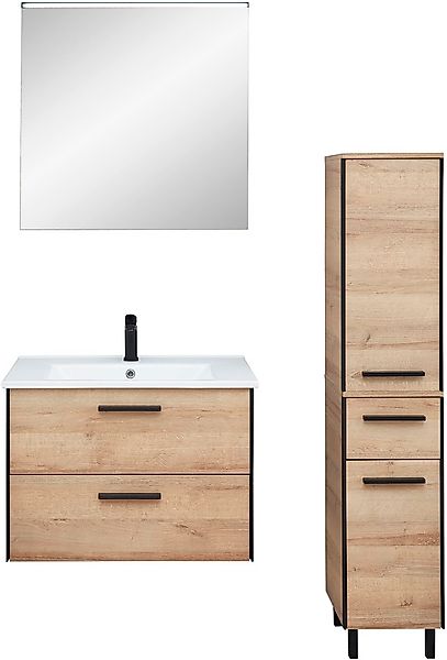 Saphir Badmöbel-Set »Quickset 395 3-teilig, Keramikwaschtisch mit LED-Spieg günstig online kaufen