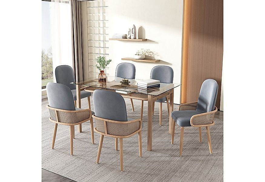 Flieks Esszimmerstuhl (Set, 6 St), 6er Set Polsterstühle Rattan Wohnzimmest günstig online kaufen