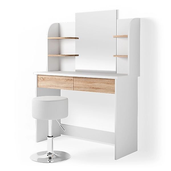 Vicco Schminktisch Charlotte Weiß/Sonoma 108 cm mit Hocker günstig online kaufen