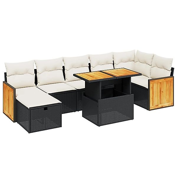 vidaXL 8-Tlg Garten-Sofagarnitur mit Kissen Schwarz Poly Rattan 3276255 günstig online kaufen