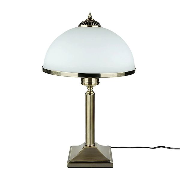 EASYLIGHT Tischlampe Glas Metall 50 cm Hoch In Messing Antik E27 Jugendstil günstig online kaufen