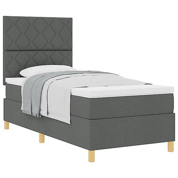 vidaXL Bett Boxspringbett mit Matratze Dunkelgrau 100x200 cm Stoff (1-tlg) günstig online kaufen