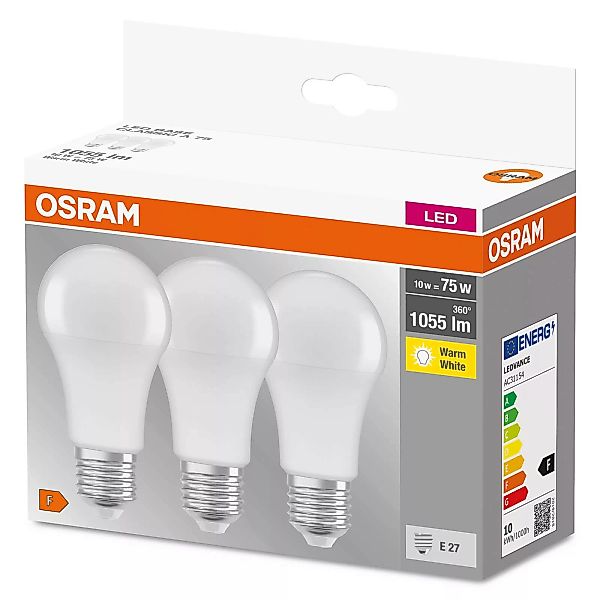 OSRAM LED-Lampe E27 Base CL A 10W 2.700K matt 3er günstig online kaufen