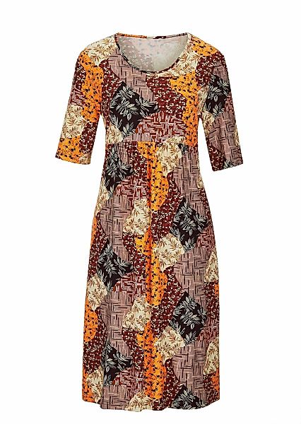 GOLDNER Jerseykleid "Druckkleid im Mustermix" Eingrifftaschen Taillennaht günstig online kaufen