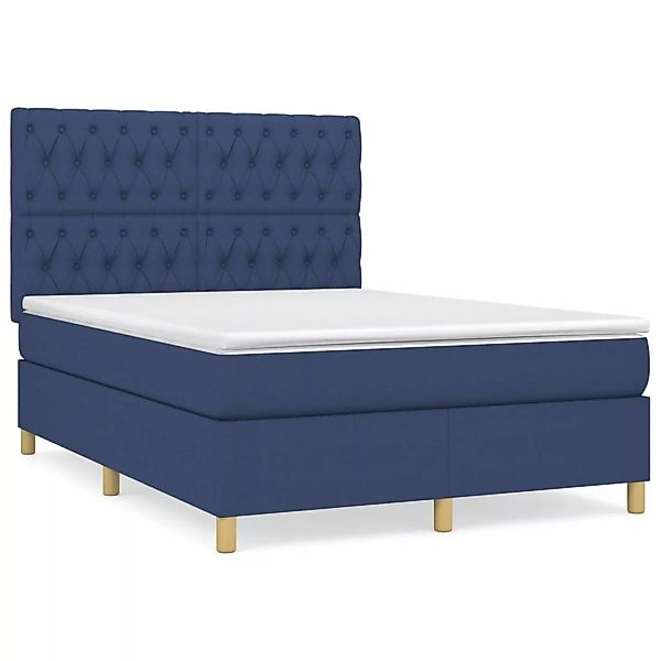 vidaXL Boxspringbett mit Matratze Blau 140x190 cm Stoff1358757 günstig online kaufen