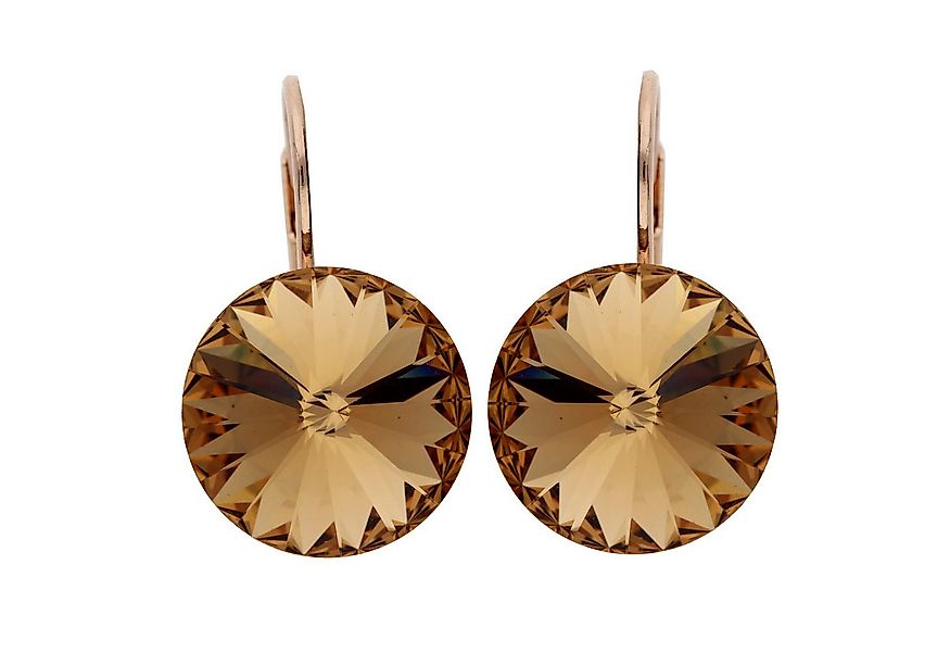 LÖB Paar Creolen 18K Roségold vergoldet Ohrringe Hängend Kristall Anhänger günstig online kaufen