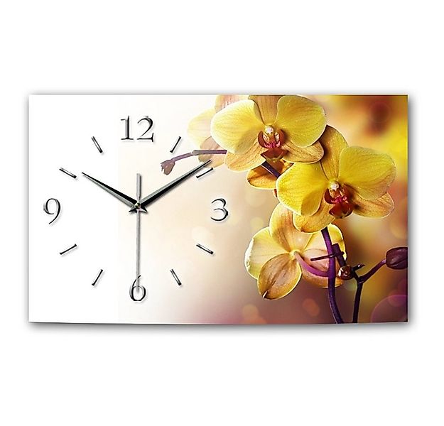 Kreative Feder Funkwanduhr 3D Design-Wanduhr „Orchidee“ aus gebürstetem Alu günstig online kaufen