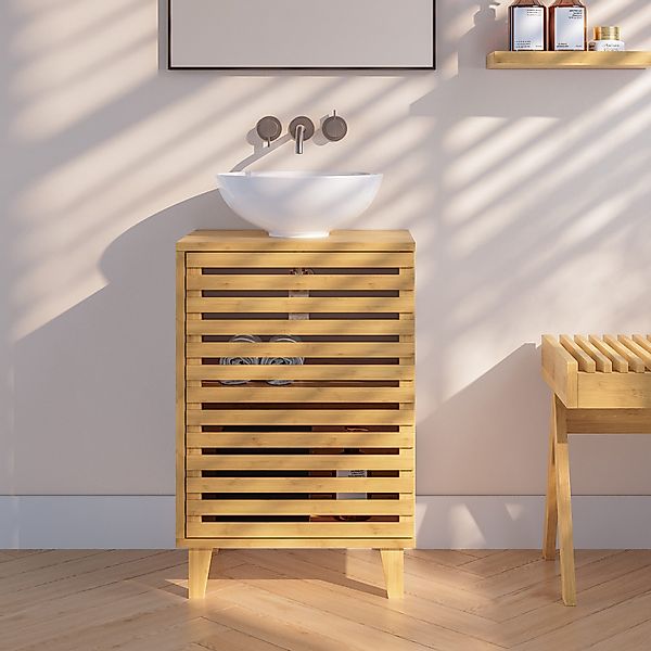 en.casa Waschbeckenunterschrank »Iveland« Unterschrank 60x40x30cm Bambus günstig online kaufen
