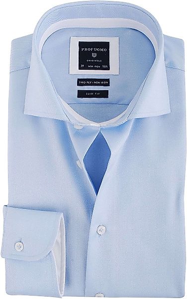 Profuomo Hemd Blau + Weiß Kontrast - Größe 44 günstig online kaufen