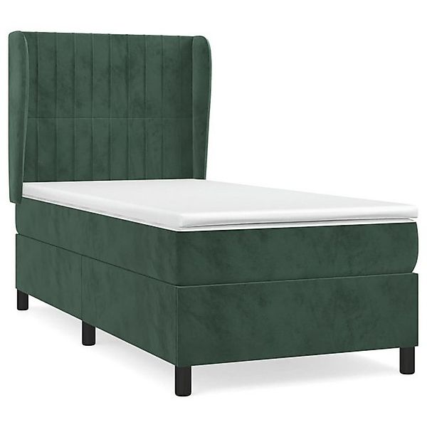 vidaXL Boxspringbett, Boxbett mit Matratze Dunkelgrün 100x200 cm Samt günstig online kaufen
