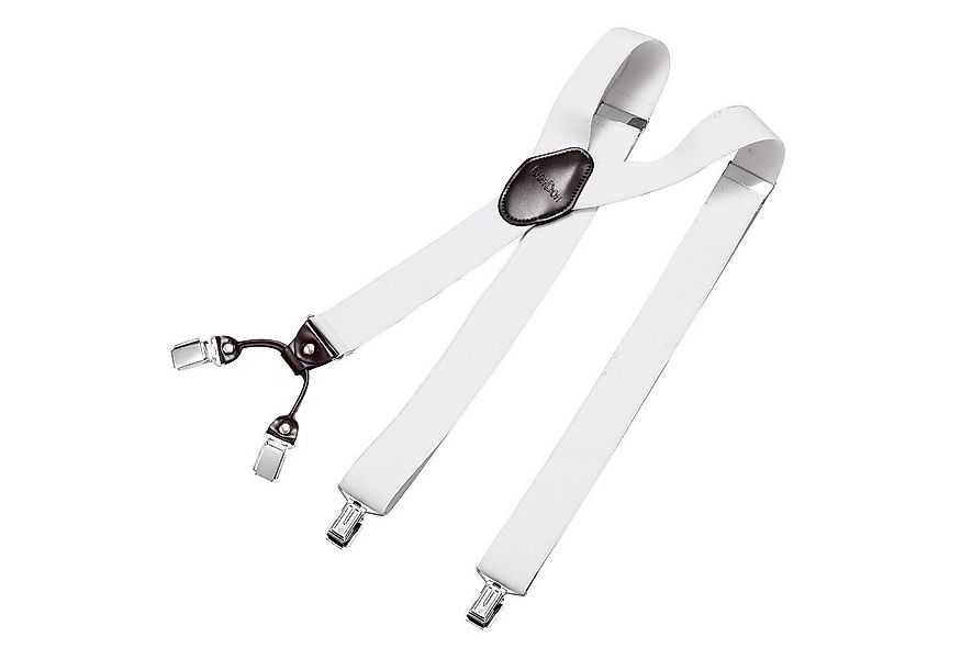 DonDon Hosenträger für Herren 3,5 cm breit 4 Clips mit braunem Leder längen günstig online kaufen