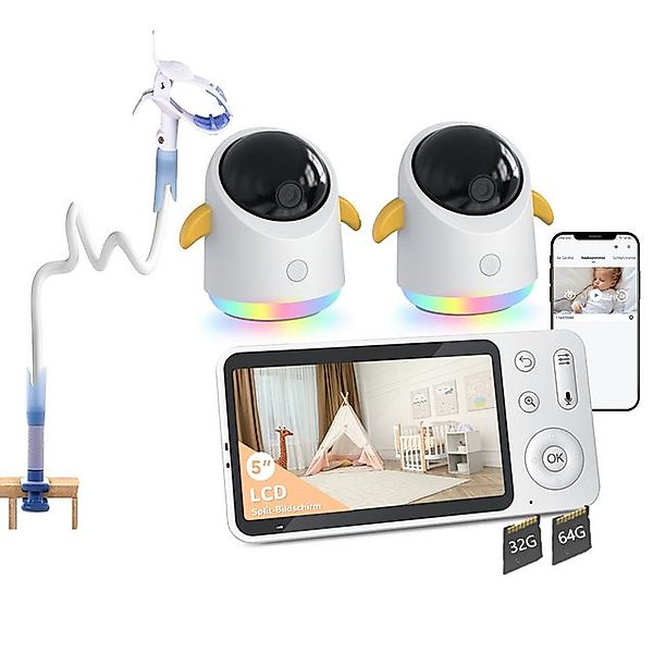 Boifun Babyphone 2K Babyphone mit 2 Kameras und App 5 Zoll WLAN Babyfone mi günstig online kaufen