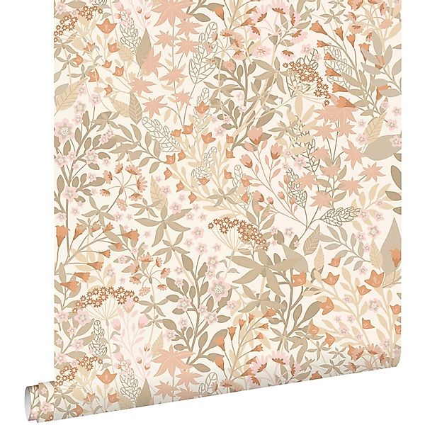 ESTAhome Tapete Feldblumen Terrakotta und Graugrün 50 x 900 cm günstig online kaufen