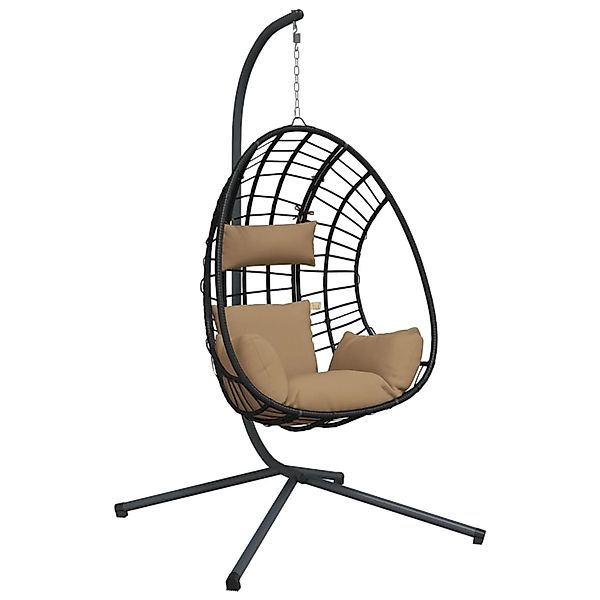 vidaXL Hängesessel Ei-Design mit Ständer Taupe Rattan und Stahl 2152742 günstig online kaufen