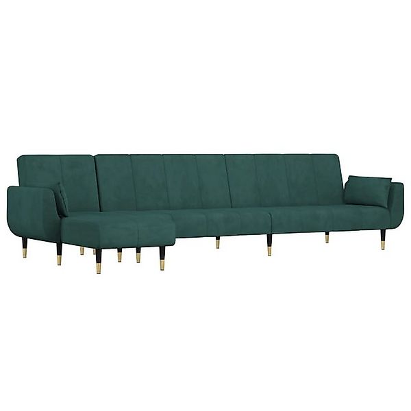 vidaXL Sofa Schlafsofa in L-Form Dunkelgrün 275x140x70 cm Samt Chaiselongue günstig online kaufen