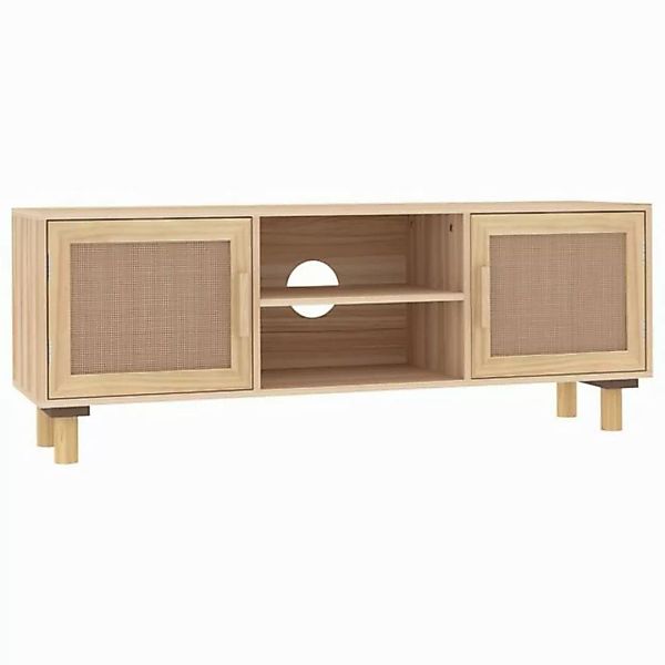 furnicato TV-Schrank Braun 105x30x40 cm Massivholz Kiefer Natur-Rattan (1-S günstig online kaufen