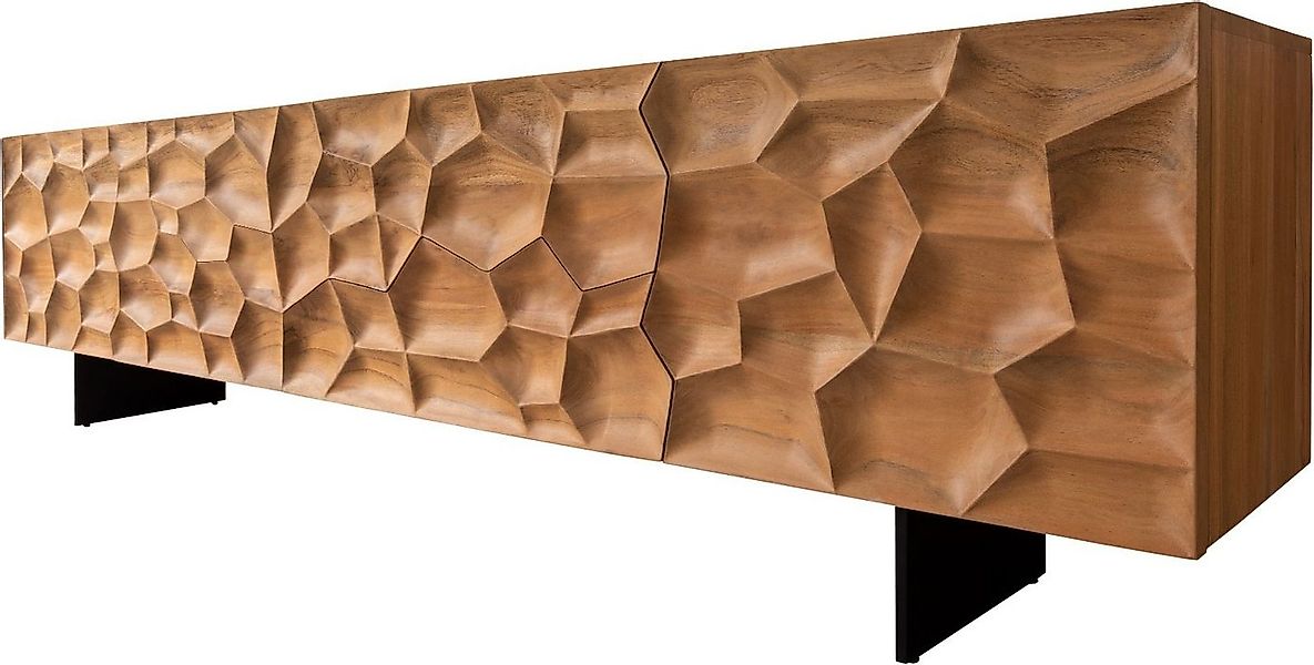 DELIFE Lowboard Solu, Akazie Natur 220 cm 2 Türen 4 Schübe Lowboard 3D-Fron günstig online kaufen