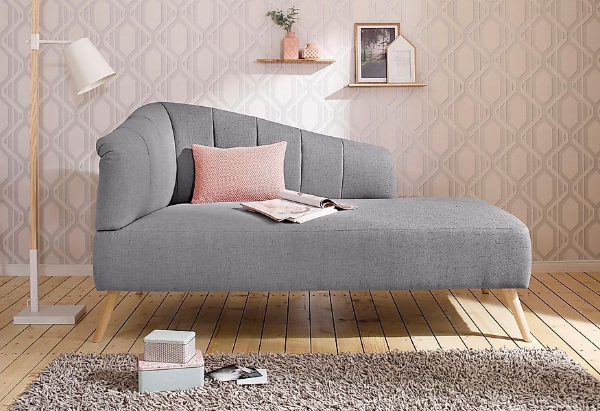 OTTO home Recamiere "Lucy, Chaiselonge mit Massivholzfüßen und Steppung," A günstig online kaufen