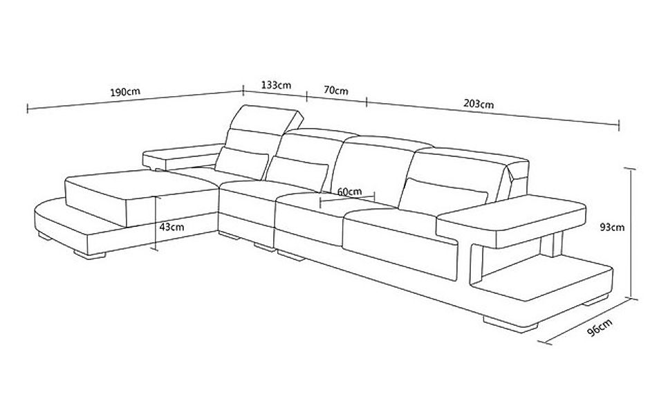 Xlmoebel Ecksofa Neuzeitliches Ledersofa mit L-Form für das Wohnzimmer - Wo günstig online kaufen