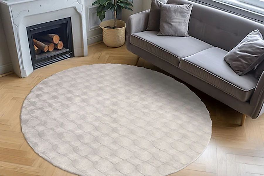 Obsession Teppich "Diamond Cut 800" rund 30 mm Höhe Uni Farben, Hoch-Tief E günstig online kaufen