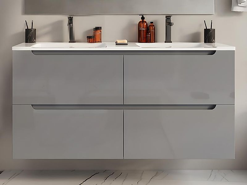 Waschbeckenunterschrank hängend - Grau - B120 x H57 cm - SELITA günstig online kaufen