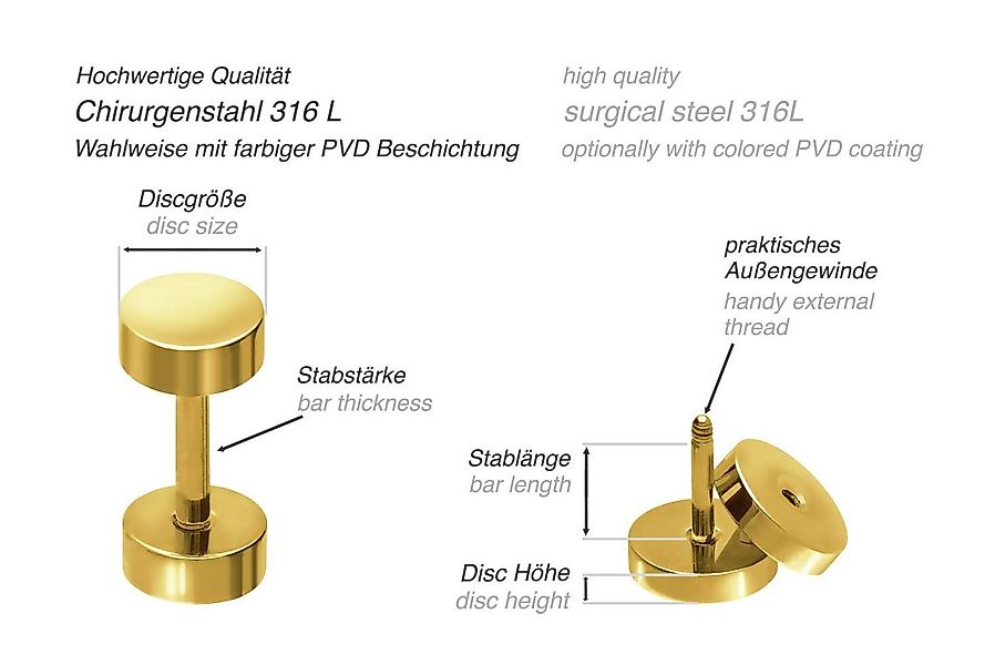 PIERCINGLINE Fake-Ear-Plug Chirurgenstahl Fake Plug (Fake Plugs, 1-tlg) günstig online kaufen
