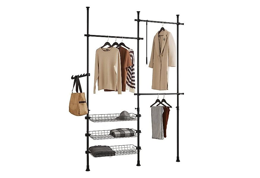 SoBuy Kleiderständer FRG34, Garderobenständer mit 3 Kleiderstangen und 3 Kö günstig online kaufen