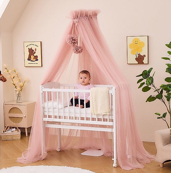 Alavya Home® Betthimmel mit 2 Bommeln und Himmelstange, 120cm lang, Babyzim günstig online kaufen