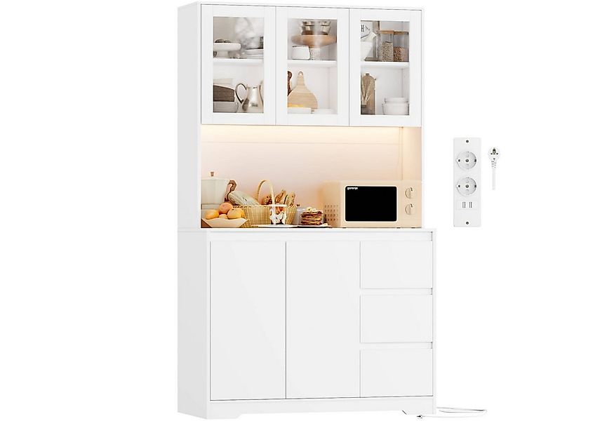 Homfa Küchenbuffet mit LED Küchenschrank Buffetschrank Sideboard weiß mit S günstig online kaufen