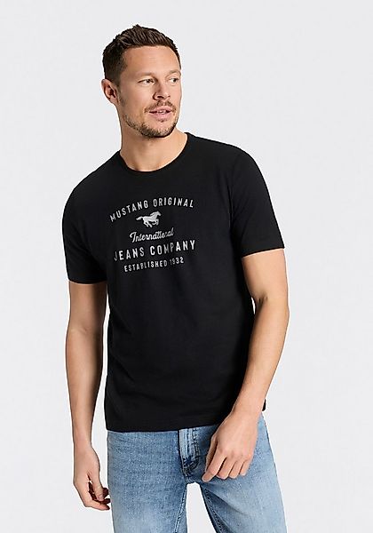 MUSTANG Rundhalsshirt Alex Logoprint uni mit Logoprint auf der Brust günstig online kaufen