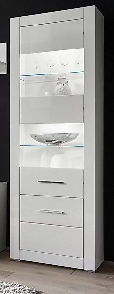 Furn.Design Stauraumvitrine Carrara (Standvitrine in weiß, 2-türig, 65 x 19 günstig online kaufen