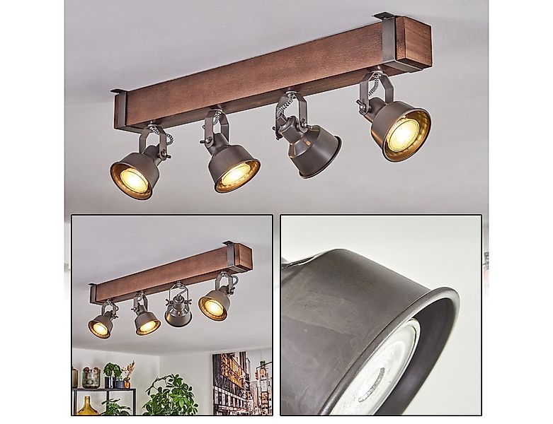 hofstein Deckenleuchte Deckenlampe verstellbar aus Metall/Holz in Grau/Dunk günstig online kaufen