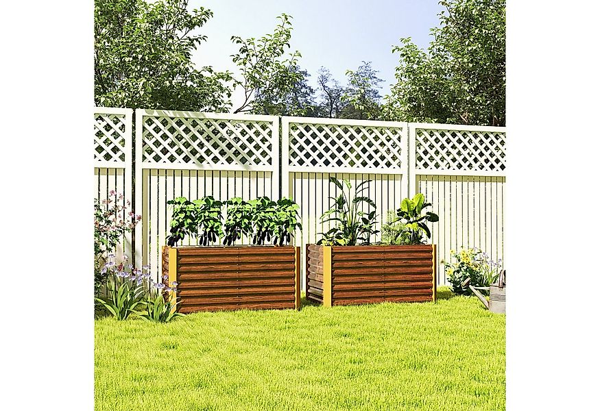 Outsunny Hochbeet 2er-Set, witterungsbeständig, aus Verzinkter Stahl (Pflan günstig online kaufen