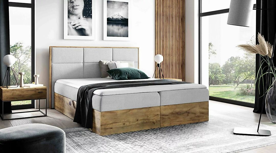 Furnix Boxspringbett Redos 120-200x200 Bett in Duo-Optik mit Bettkasten und günstig online kaufen