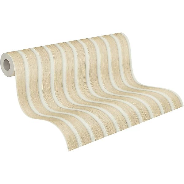 Bricoflor Akustikpaneele Tapete Creme Weiß 3D Holztapete Modern Ideal für S günstig online kaufen
