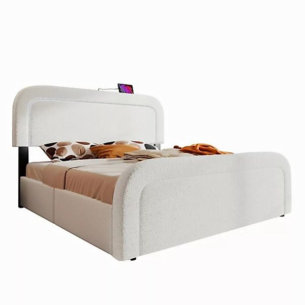 HAUSS SPOLE Polsterbett 140x200cm mit Ladefunktion, LED-Beleuchtung, 4 Schu günstig online kaufen