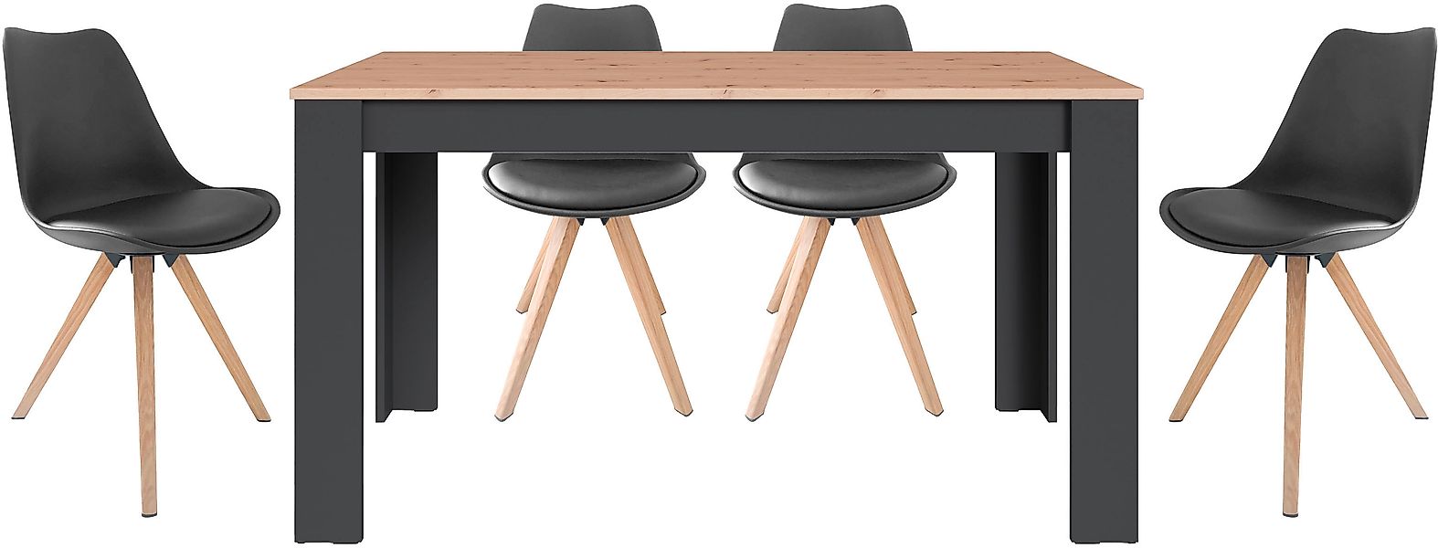 byLIVING Essgruppe »Kira« Set, 5 Stk. tlg. modernes Set mit 4 Stühlen in me günstig online kaufen