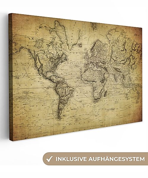 OneMillionCanvasses® Leinwandbild Weltkarte - Vintage - günstig online kaufen