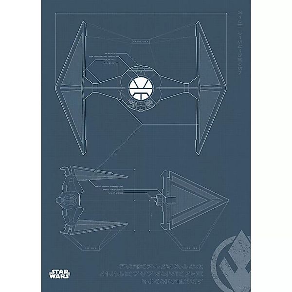 KOMAR Wandbild - Star Wars Blueprint Sith TIE-Fighter - Größe: 50 x 70 cm m günstig online kaufen