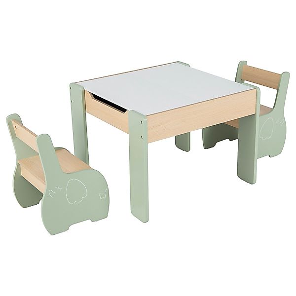 COSTWAY Kindersitzgruppe 3tlg. Kindertisch, aus Holz, günstig online kaufen
