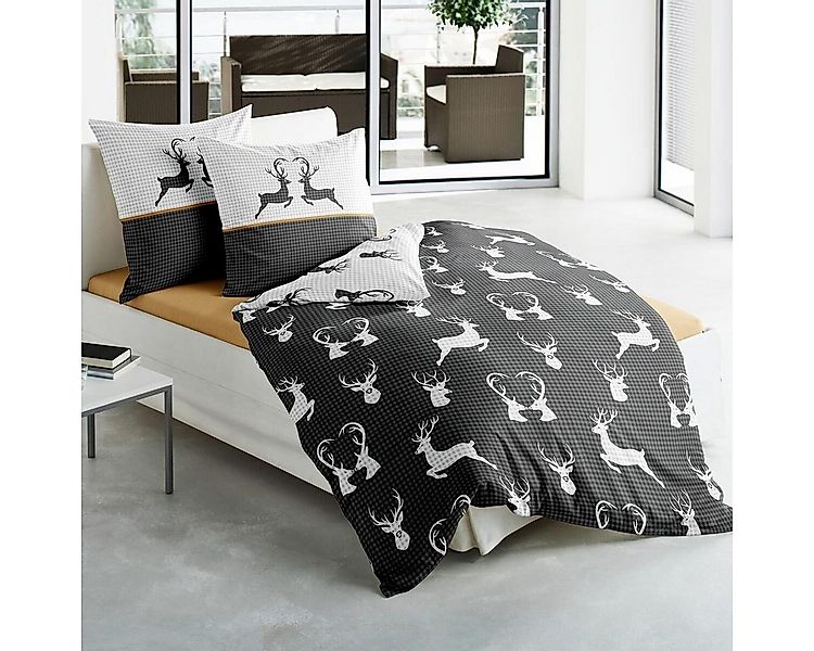 TRAUMSCHLAF Bettwäsche Hirsche, Biber, 2 teilig, Winterbettwäsche in warmer günstig online kaufen