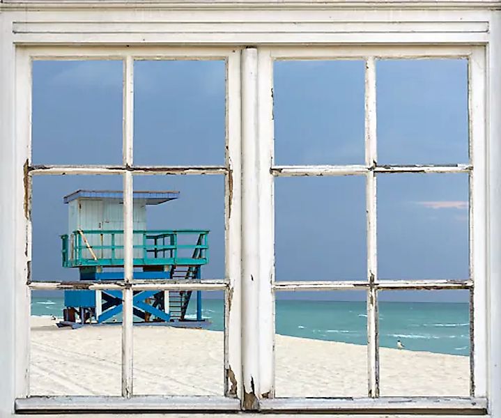 queence Wandsticker »Hütte am Strand« Wandsticker, Wandbild, selbstklebend, günstig online kaufen