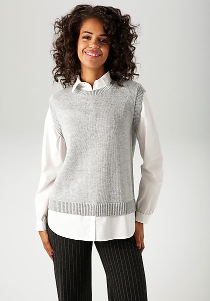 Aniston CASUAL Strickpullover mit Bluseneinsatz - günstig online kaufen