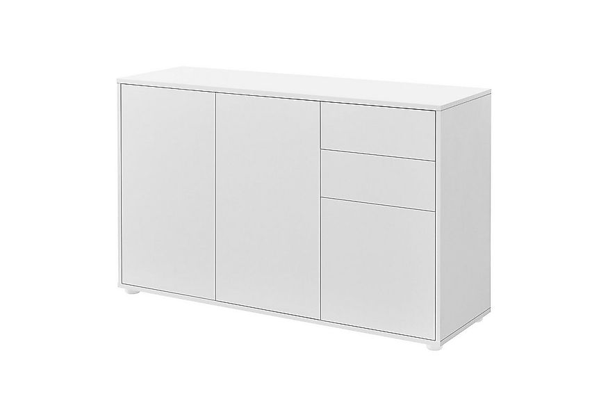 en.casa Sideboard, »Paarl« Kommode Schubladenschrank mit 3 Türen weiß matt günstig online kaufen