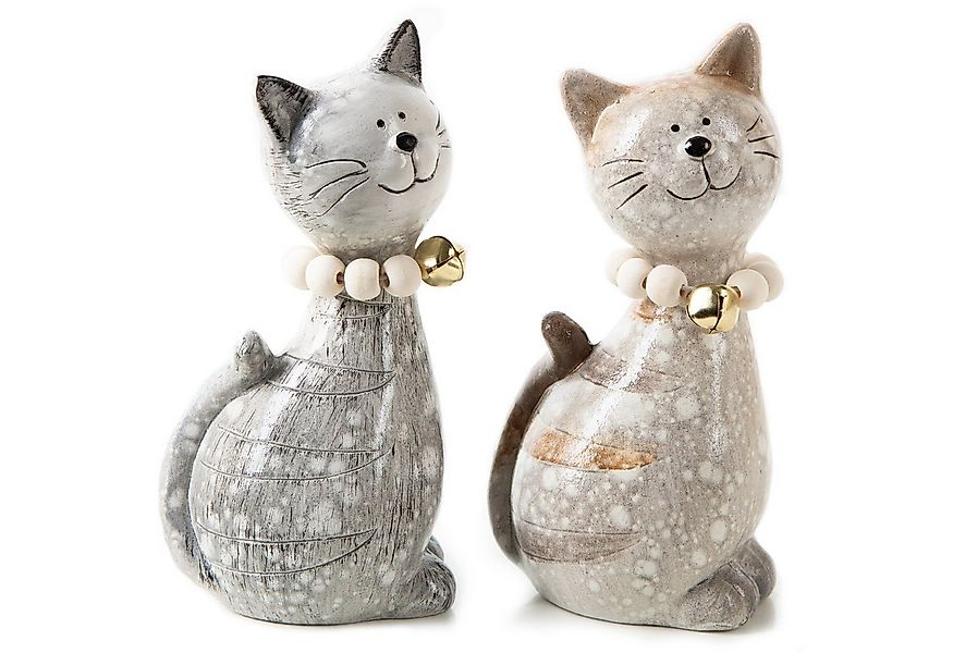 Logbuch-Verlag Dekofigur 2 Deko Katzen grau braun aus Keramik - 18,5 cm Kat günstig online kaufen